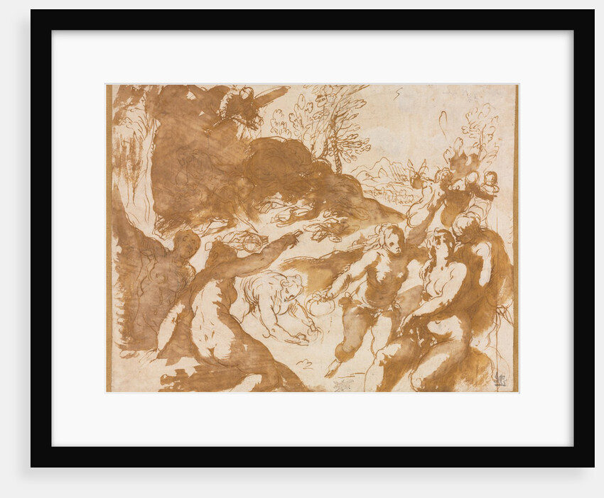 Apollo and the Muses Awakened by the Call of Fame, 1590s by Jacopo Palma il Giovane