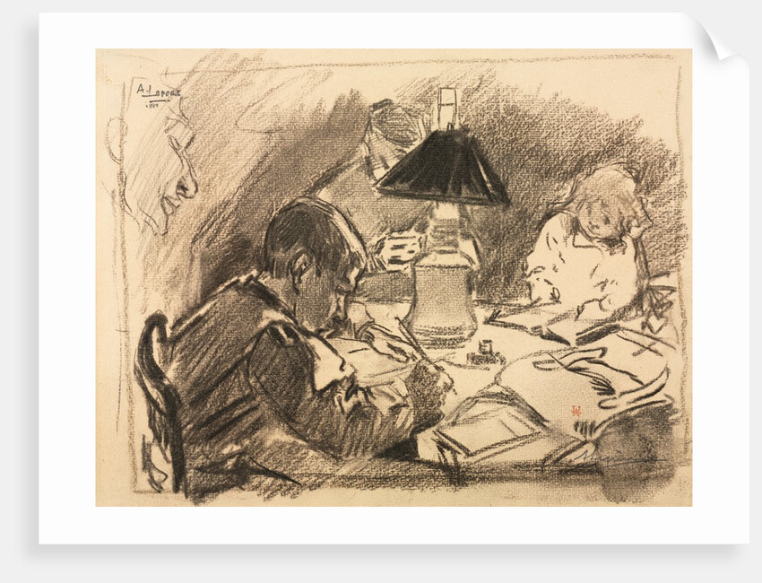 Around the Lamp, 1888 by Auguste Louis Lepère