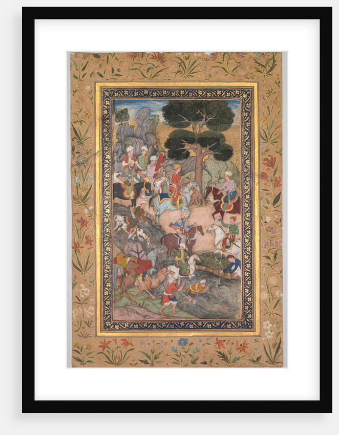 Babur meeting with Sultan Ali Mirza at the Kohik River, from a Babur-nama, c. 159 by Unknown