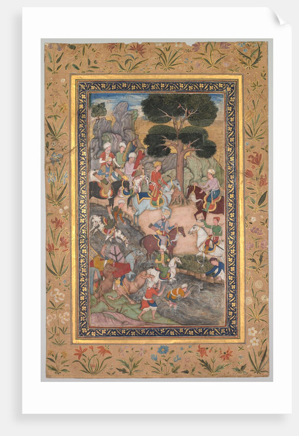 Babur meeting with Sultan Ali Mirza at the Kohik River, from a Babur-nama, c. 159 by Unknown