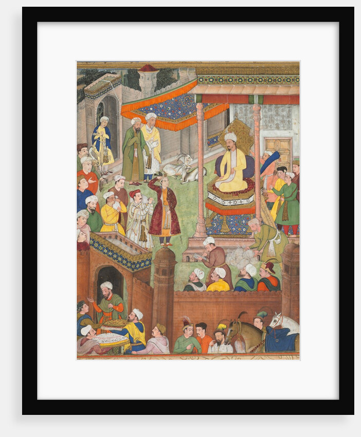 Babur receives booty and Humayun?s salute after the victory over Sultan Ibrahim…, c. 1596-1597 or by Unknown