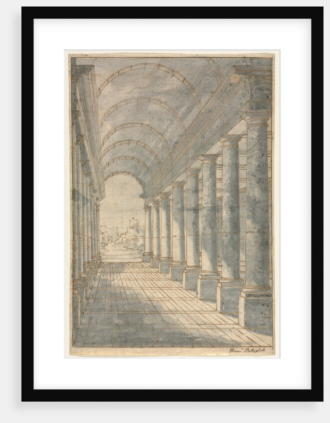 Barrel-vaulted Arcade Rendered in Perspective, 1700s by Francessco Battaglioli