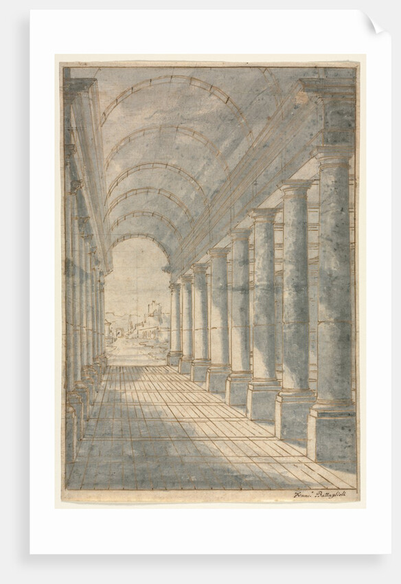 Barrel-vaulted Arcade Rendered in Perspective, 1700s by Francessco Battaglioli