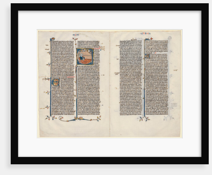 Bifolium from a Bible: Initial E[t factum est] with Ezekiel, c. 1290 by Unknown