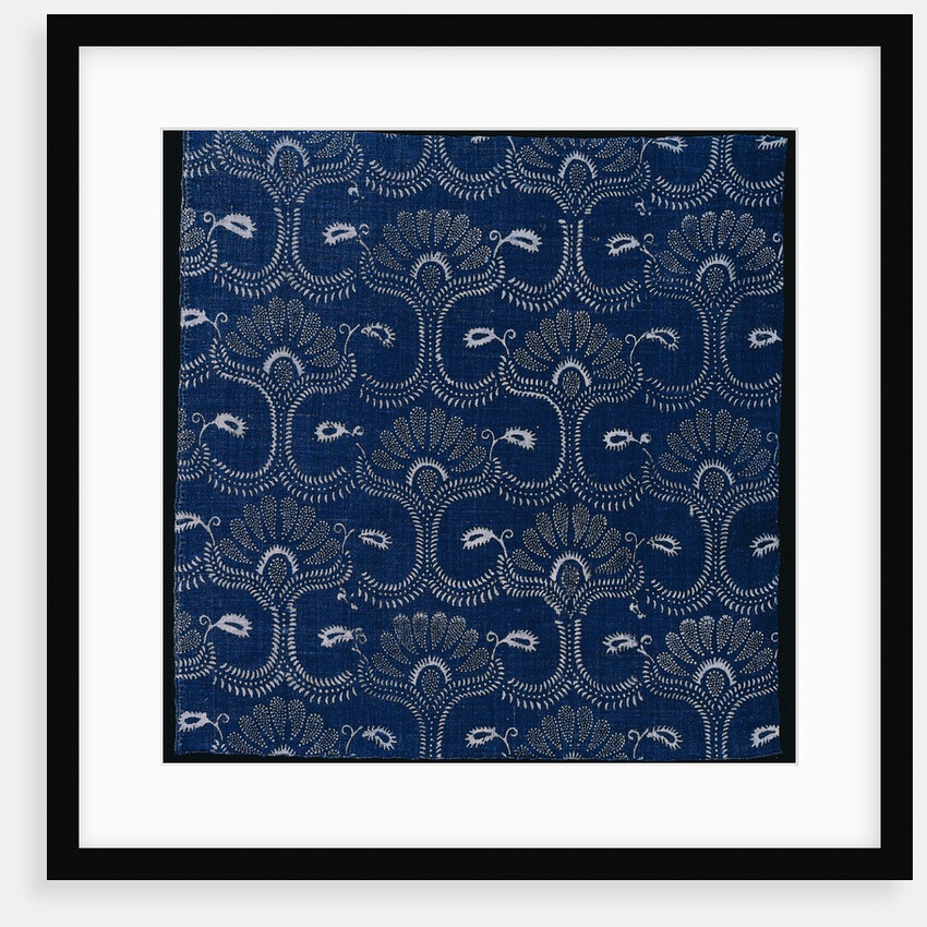 Blue Indigo Resist Print with Stylized Leaf Design, 1790 by Unknown