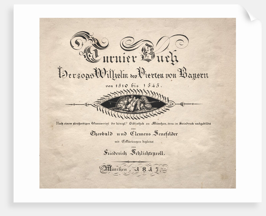 Book on Tournaments: Title Page, 1817 by Theobald Senefelder; Clemens Senefelder