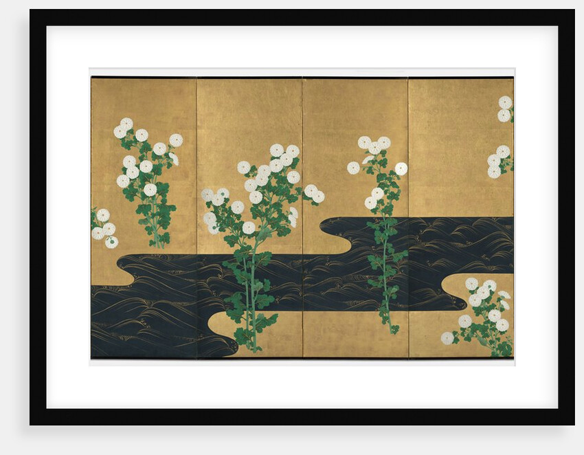Chrysanthemums by a Stream, late 1700s-early 1800s by Ogata Korin (follower of)