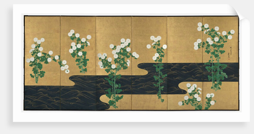 Chrysanthemums by a Stream, late 1700s-early 1800s by Ogata Korin (follower of)