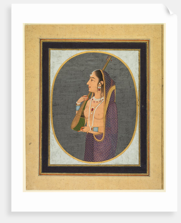 Court lady singing and playing the vina, c. 1760 by Muhammad Rizavi Hindi (attributed to)