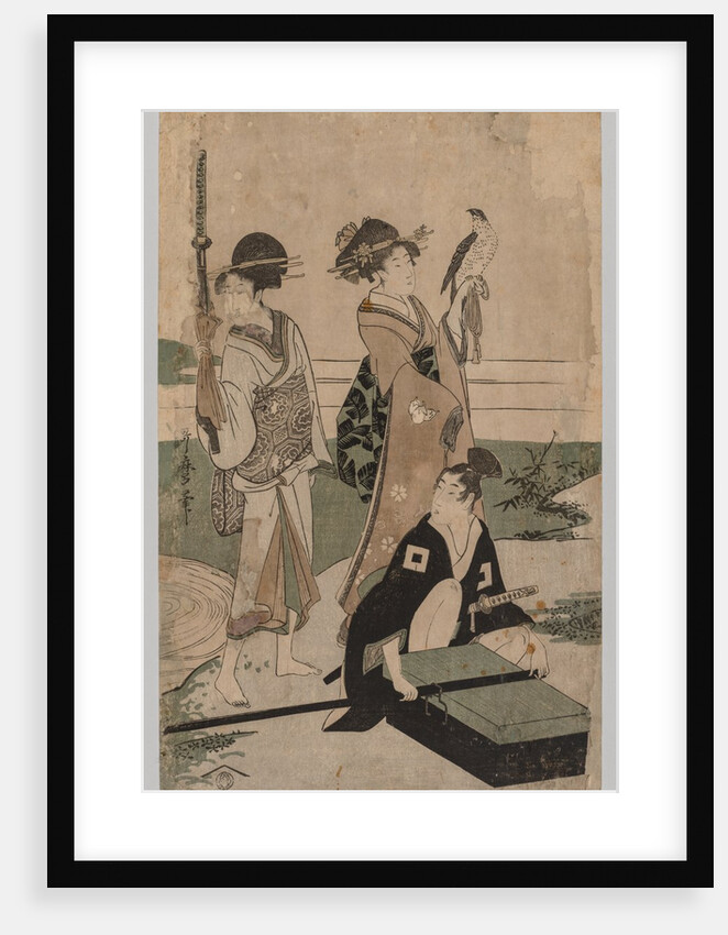 Daimio and his Retinue Crossing a Stream in Plain Near Fuji, 1753-1806 by Kitagawa Utamaro