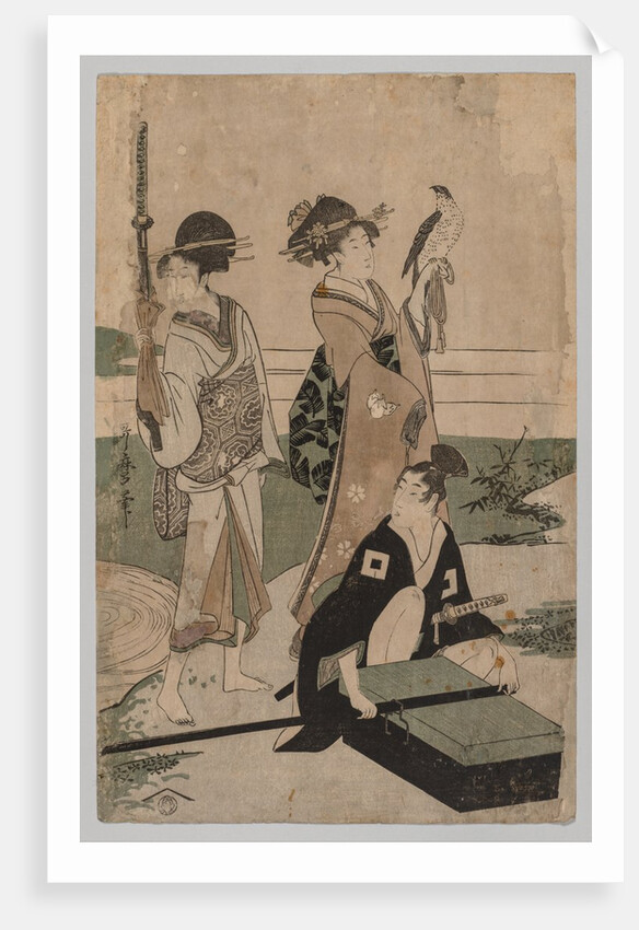Daimio and his Retinue Crossing a Stream in Plain Near Fuji, 1753-1806 by Kitagawa Utamaro