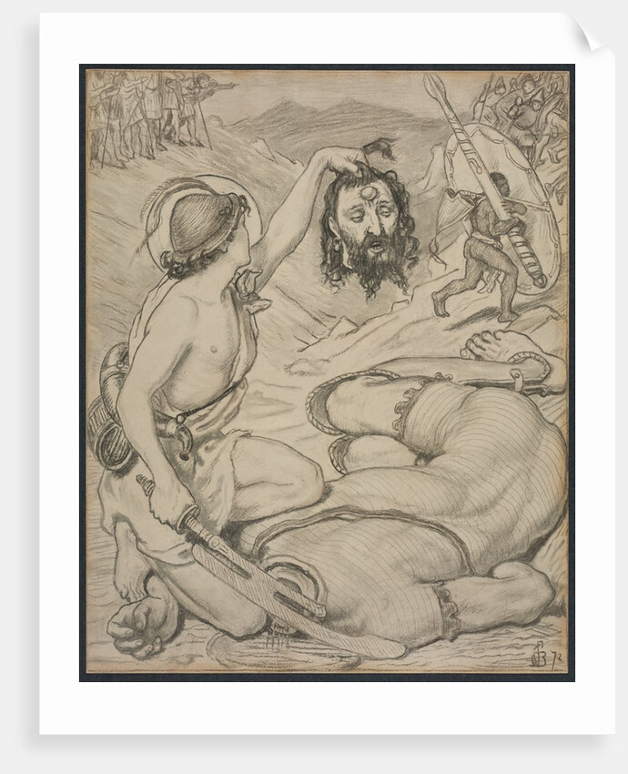 David and Goliath, Cartoon for Stained Glass Window at Jesus College, Cambridge, 1872 by Ford Madox Brown
