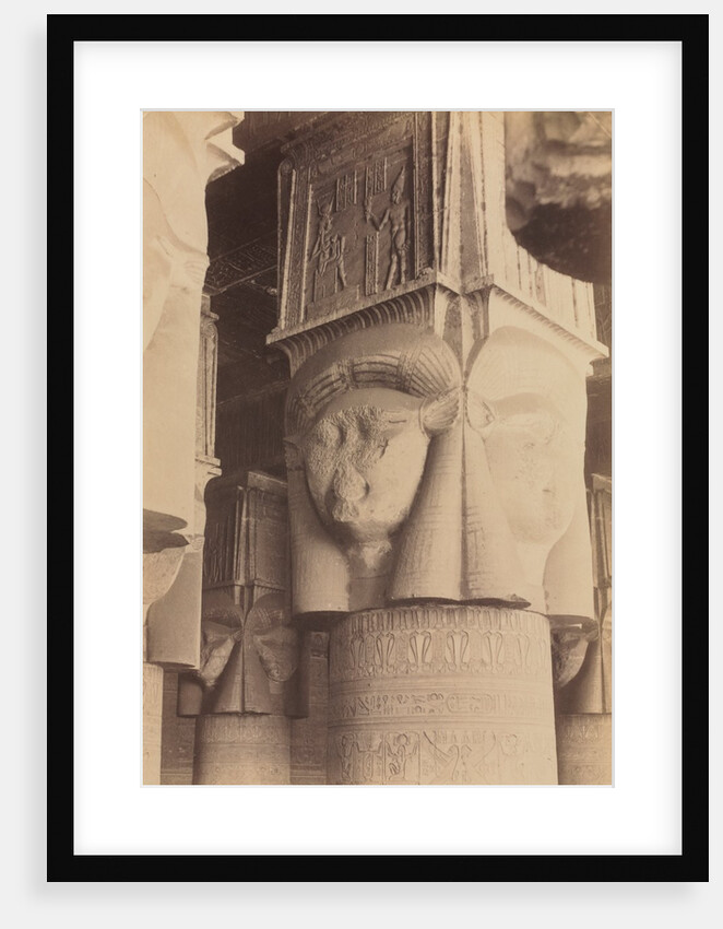 Dendera, Interior of the Temple, Hathor Capitals, c. 1870s - 1880 by Antonio Beato