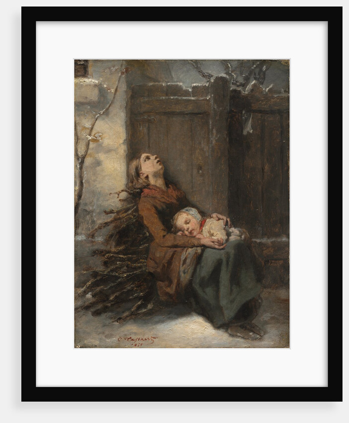 Destitute Dead Mother holding her sleeping Child in Winter, c. 1850 by Octave Tassaert