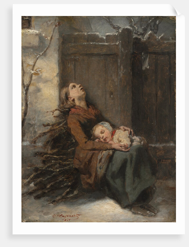 Destitute Dead Mother holding her sleeping Child in Winter, c. 1850 by Octave Tassaert