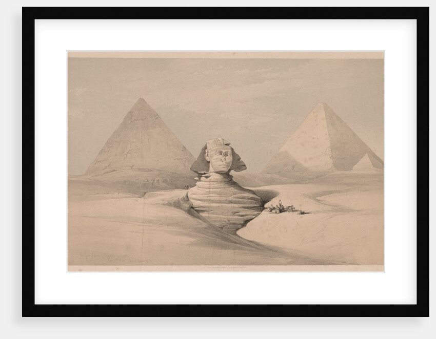 Egypt and Nubia: Volume I - No. 18, The Great Sphinx, Pyramids of Gizeh, Front View, 1839 by Louis Haghe