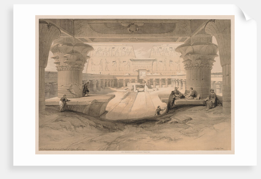 Egypt and Nubia: Volume I - No. 32, View from under the Portico of the Temple of Edfou…, 1838 by Louis Haghe