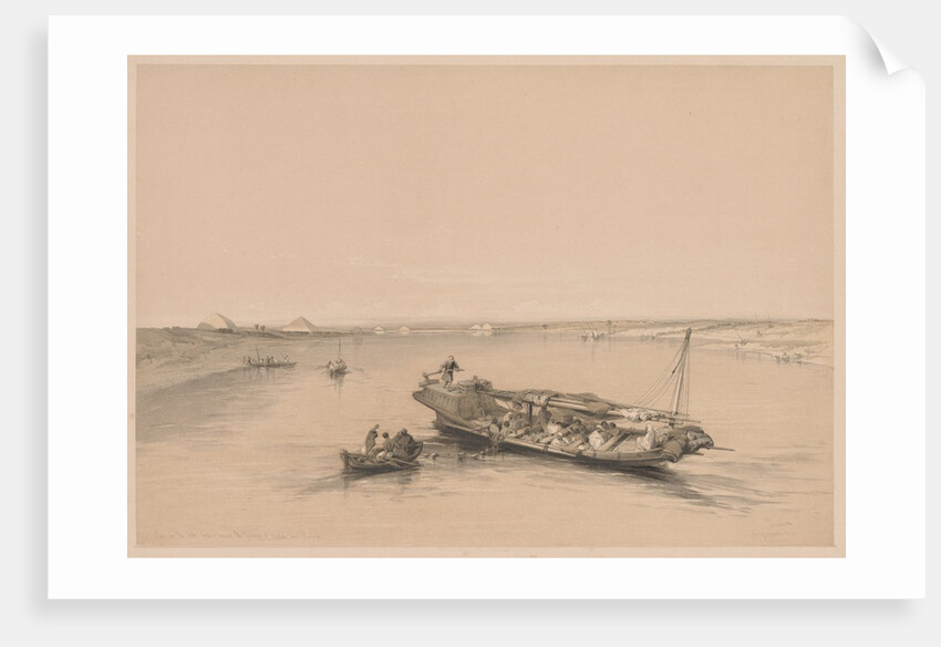 Egypt and Nubia: Volume I - No. 4, Slave Boats on the Nile, View Looking Towards…, 1838 by Louis Haghe