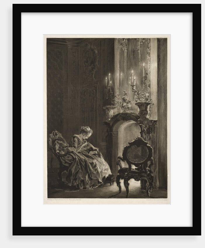 Essay on Stone with Brush and Scraper: Woman Reading at the Fireside, 1851 by Adolph von Menzel
