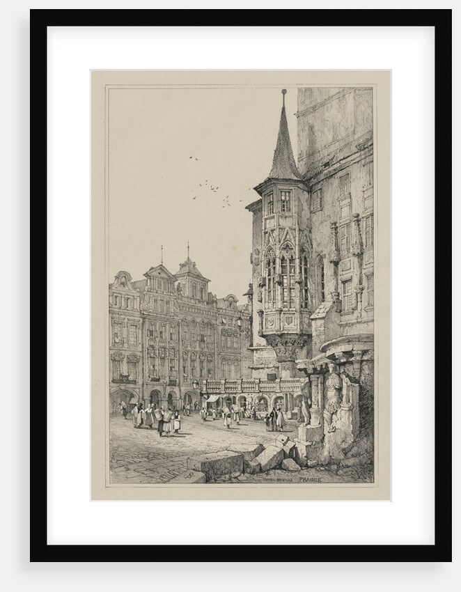 Facisimilies of Sketches made in Flanders and Germany: Hotel de Ville, Prague, 1833 by Samuel Prout