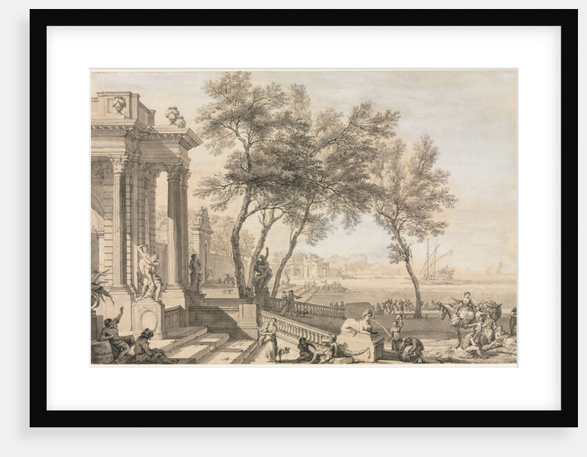 Fantastic Harbor Scene with Architecture and Figures, 1713 by Isaac de Moucheron
