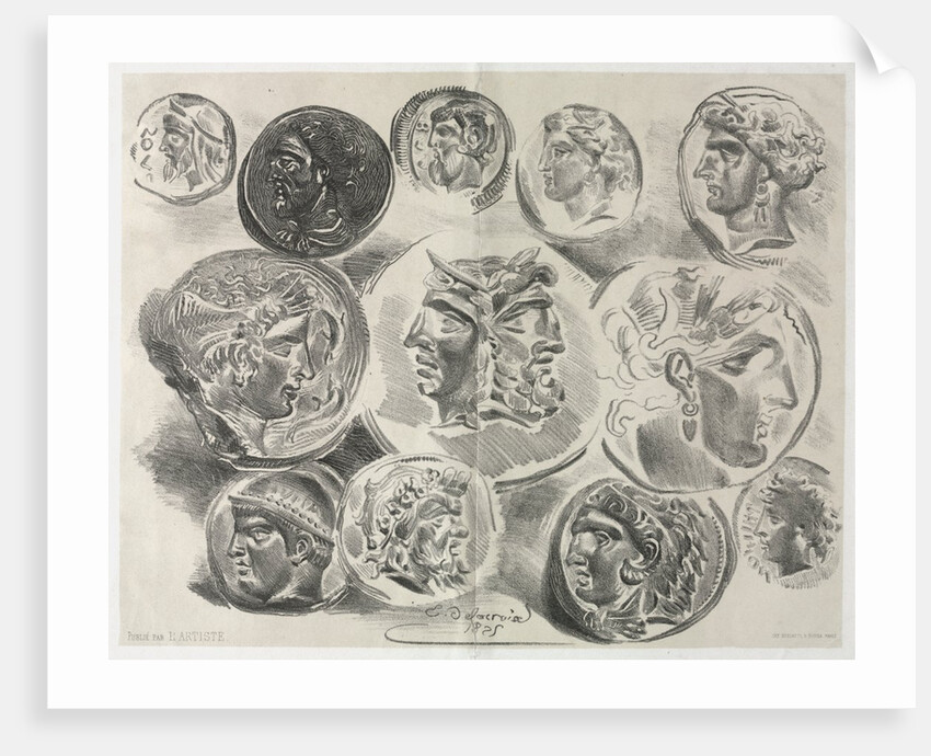 Feuille de douze médailles antiques, 1825 by Eugène Delacroix