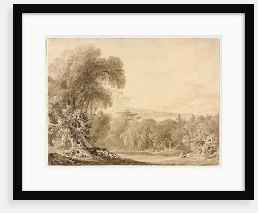Figures Seated by a Lake in a Wooded Landscape, 1820 by John Martin