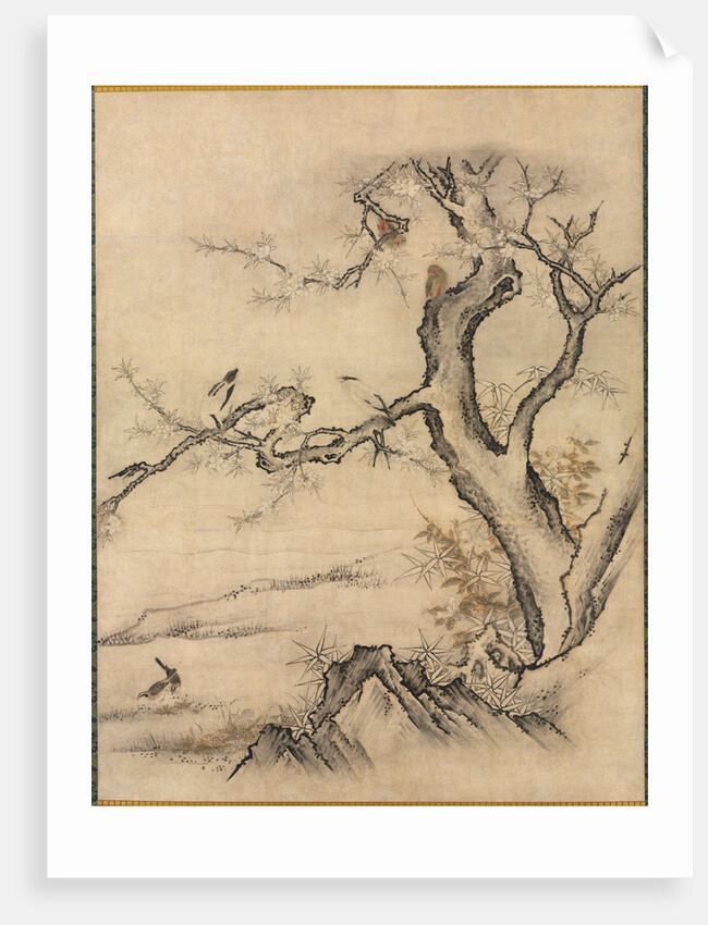 Flowers and Birds in a Spring Landscape, 1500s by Kano Motonobu (attributed to)