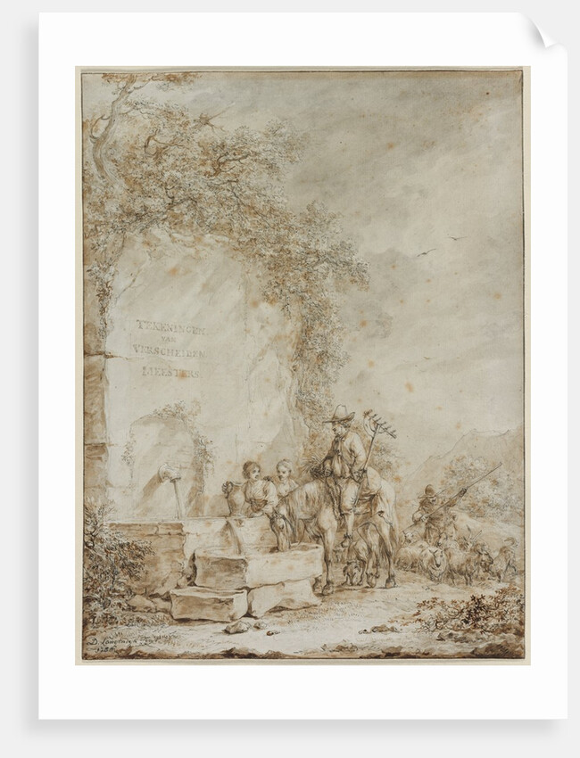 Frontispiece for an Album of Drawings: Peasants at a Fountain…, 1784 by Dirk Langendijk