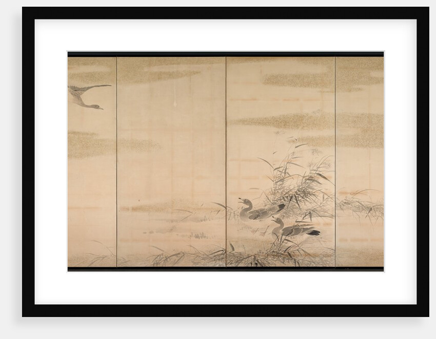 Geese, Reeds, and Water, 1800s by Yamamoto Baiitsu