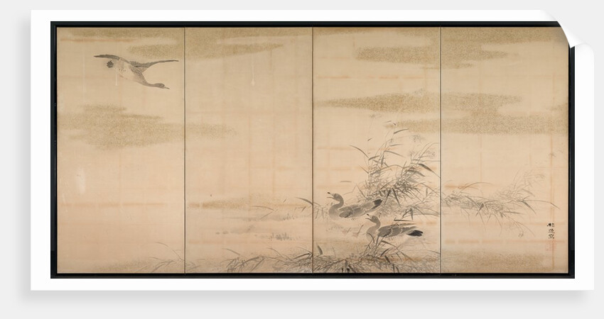 Geese, Reeds, and Water, 1800s by Yamamoto Baiitsu