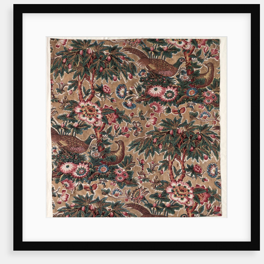 Glazed Chintz with Pheasant and Flower Design, c. 1816 by Bannister Hall