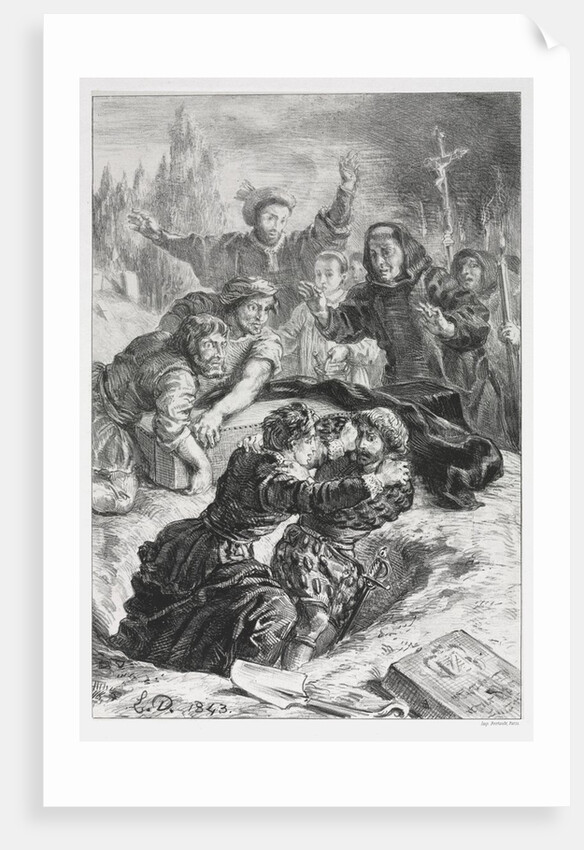 Hamlet: Hamlet and Laertes in the Grave of Ophelia, 1843 by Eugène Delacroix