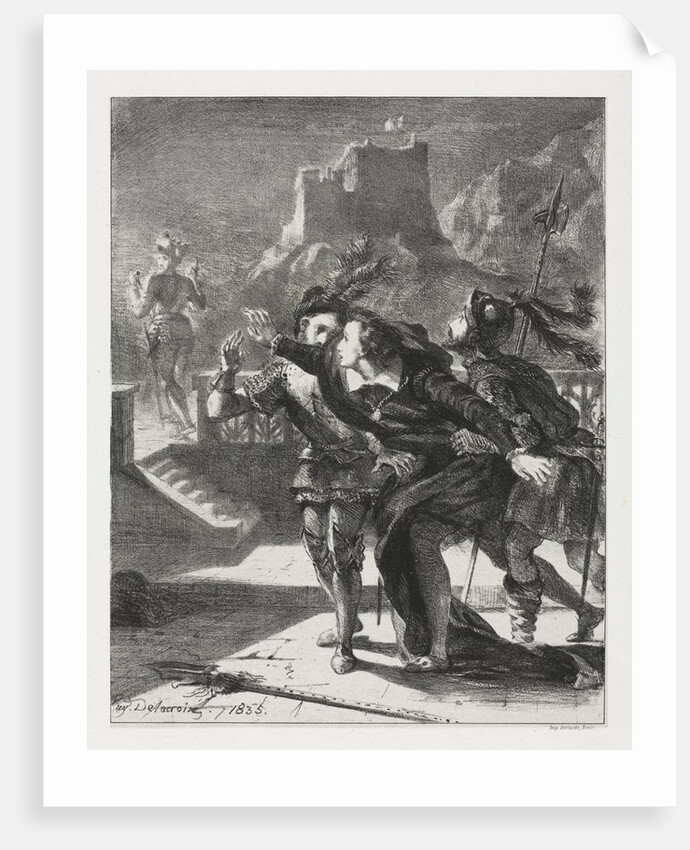 Hamlet: Hamlet Rushes to Follow the Ghost of his Father, 1835 by Eugène Delacroix