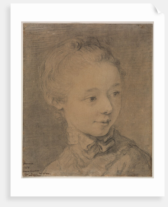 Head of a Young Girl Turning toward the Right, 1758? by François Hubert Drouais (attributed to)