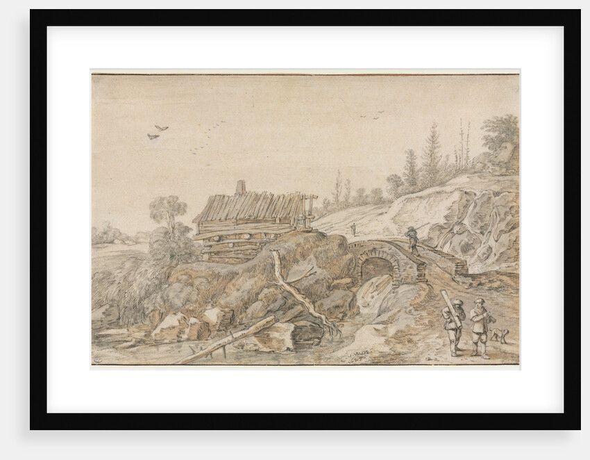 Hilly Landscape with Hut Beside a Stream, 1627 by van de Velde Esaias