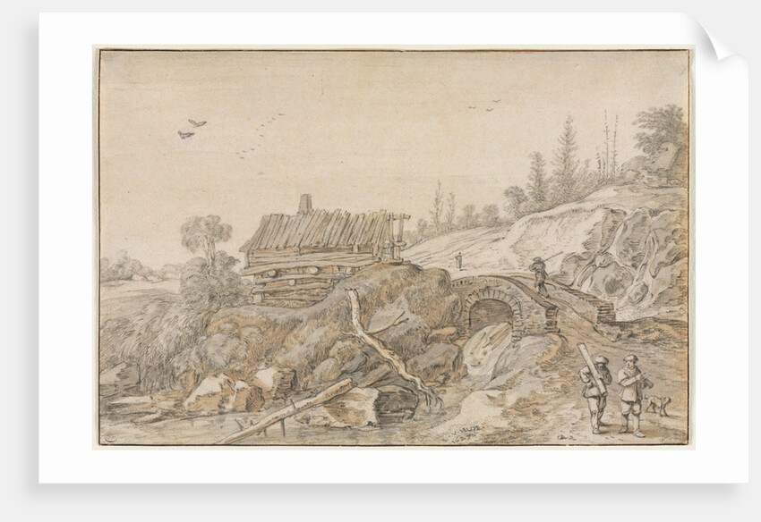 Hilly Landscape with Hut Beside a Stream, 1627 by van de Velde Esaias