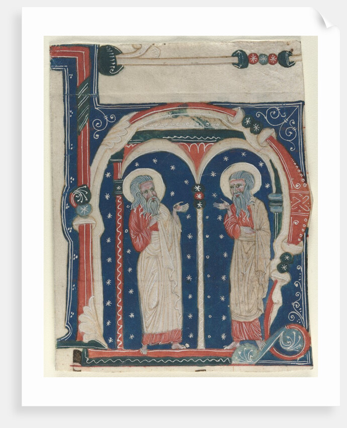 Historiated Initial Excised from an Antiphonary: SS. Paul the Hermit and Anthony, c1200-1230 by Unknown