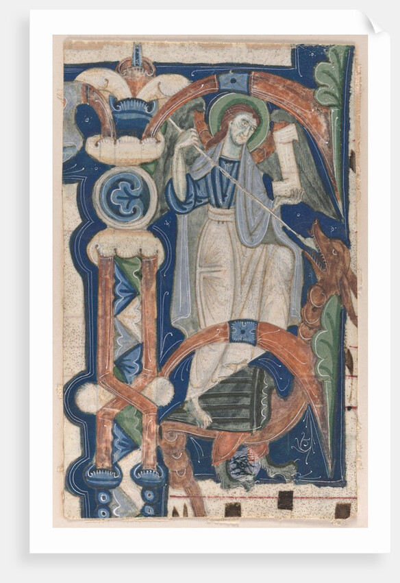 Historiated Initial Excised from a Choral Book: St. Michael and the Dragon, early 1200s by Unknown
