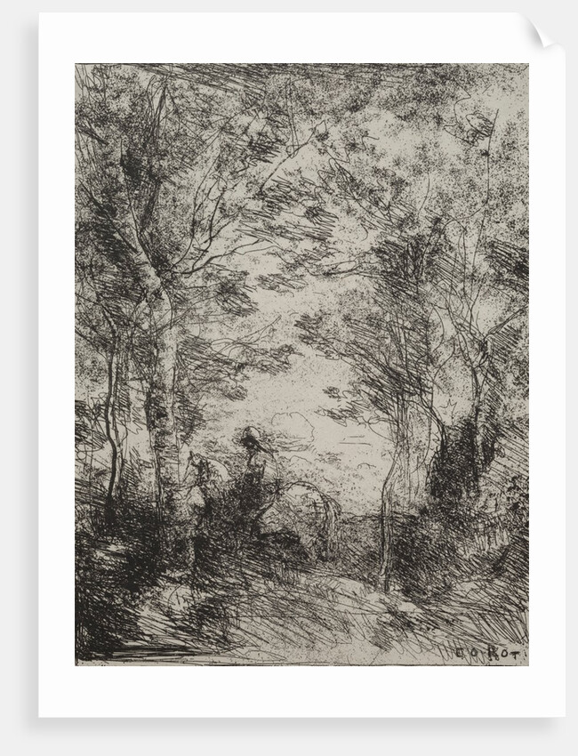 Horseman in the Woods, original impression 1854, printed in 1921 by Jean Baptiste Camille Corot; M. Le Garrec