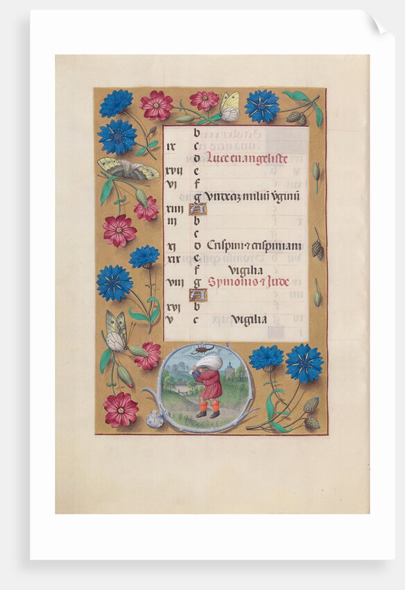 Hours of Queen Isabella the Catholic, Queen of Spain: Fol. 11v, October, c. 1500 by Master of the First Prayerbook of Maximillian