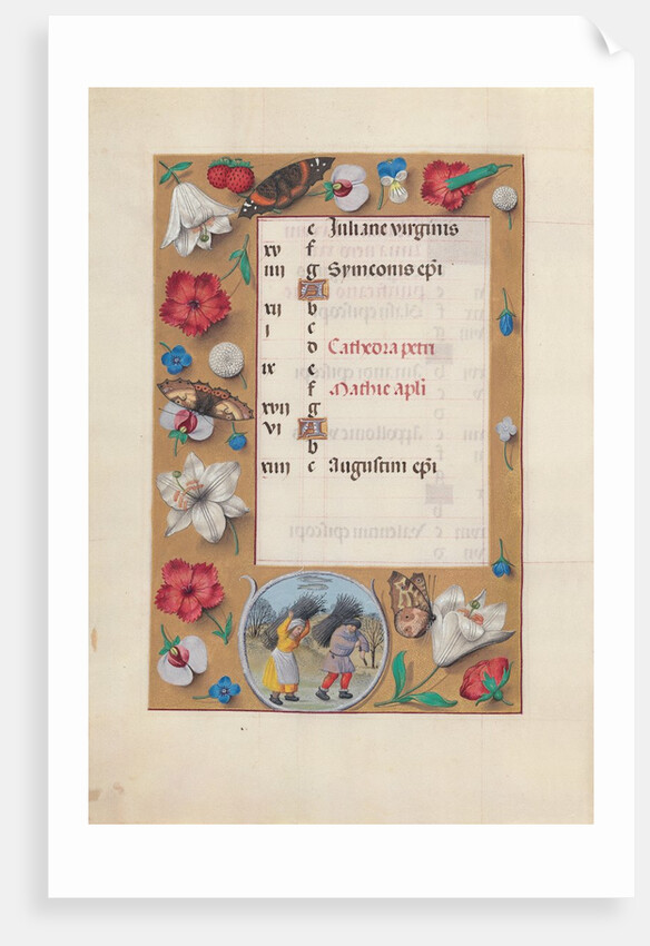 Hours of Queen Isabella the Catholic, Queen of Spain: Fol. 3v, February, c. 1500 by Master of the First Prayerbook of Maximillian