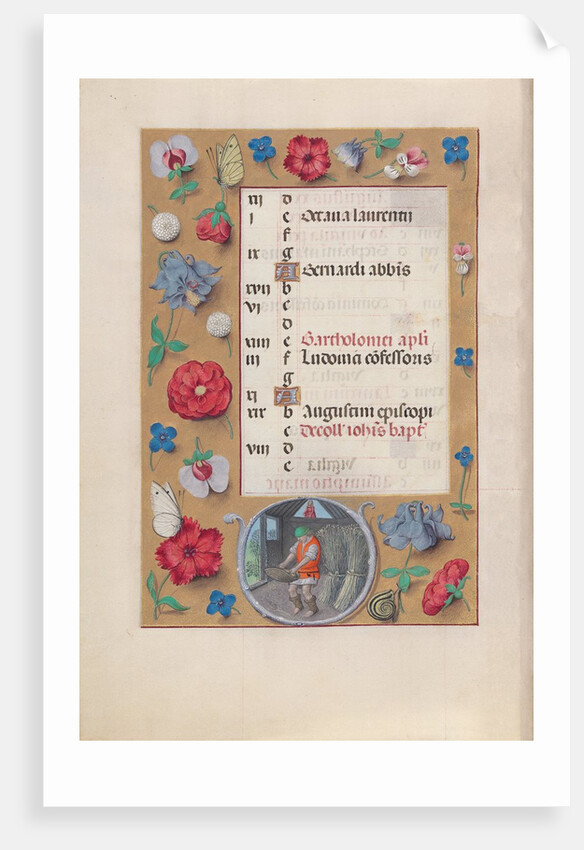 Hours of Queen Isabella the Catholic, Queen of Spain: Fol. 9v, August, c. 1500 by Master of the First Prayerbook of Maximillian