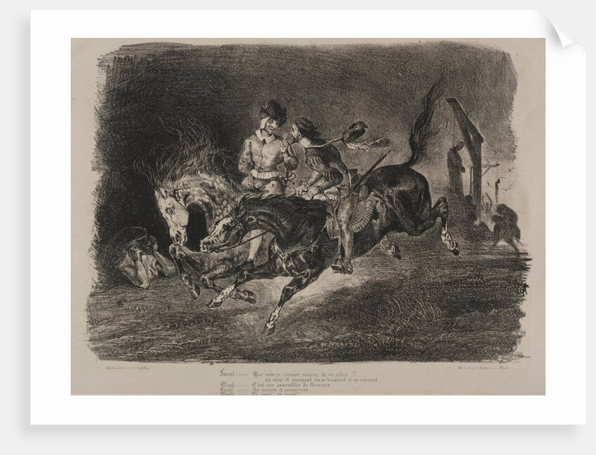 Illustrations for Faust: Faust and Méphistophélés horse riding on the Sabbath, 1828 by Eugène Delacroi
