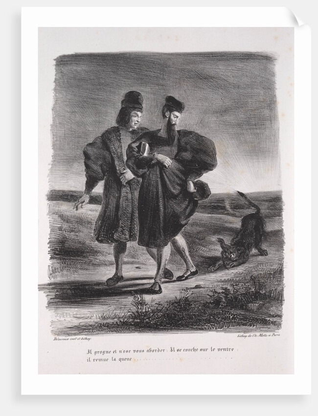 Illustrations for Faust: Faust, Méphistophélé and the barbet, 1828 by Eugène Delacroi