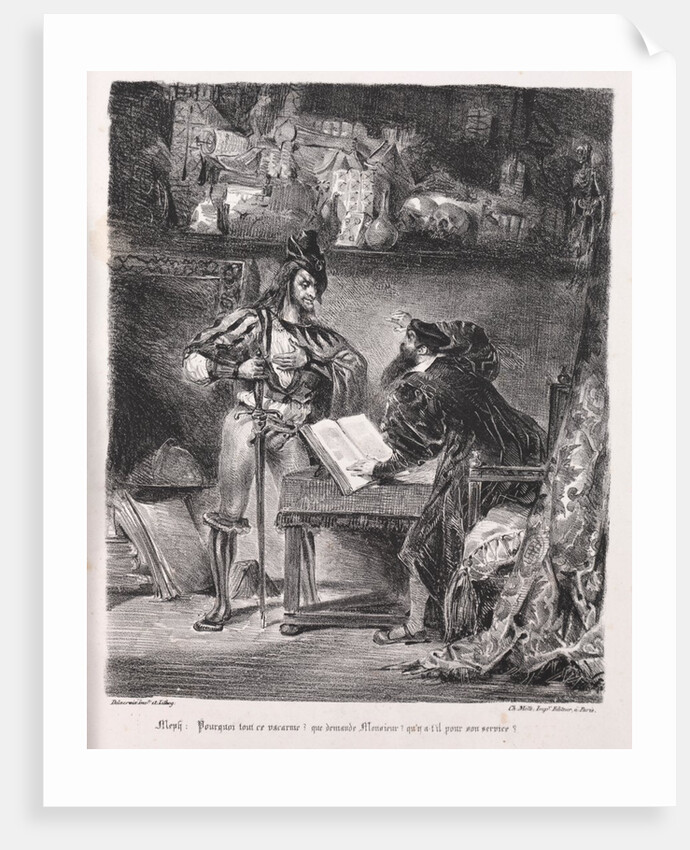 Illustrations for Faust: Méphistophélés visits Faust, 1828 by Eugène Delacroi