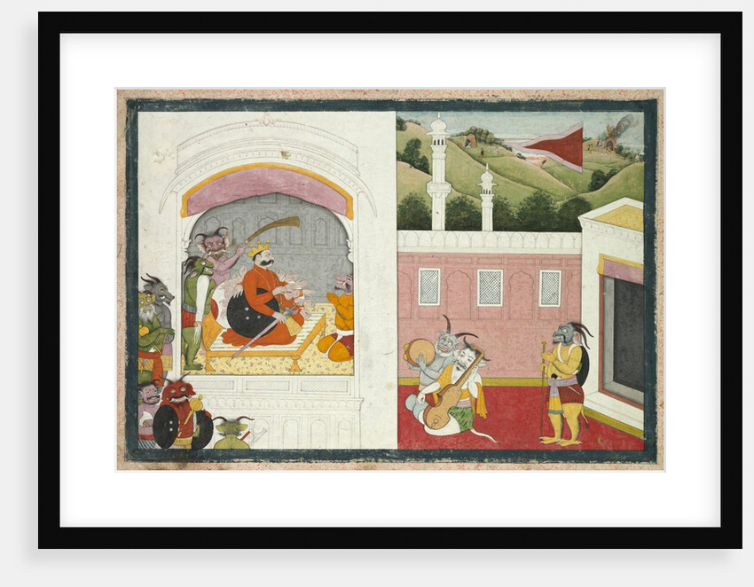 King Bana enjoying music in his court, from the Usha-Aniruddha section of a Krishna Lila, c. 1760-17 by Unknown