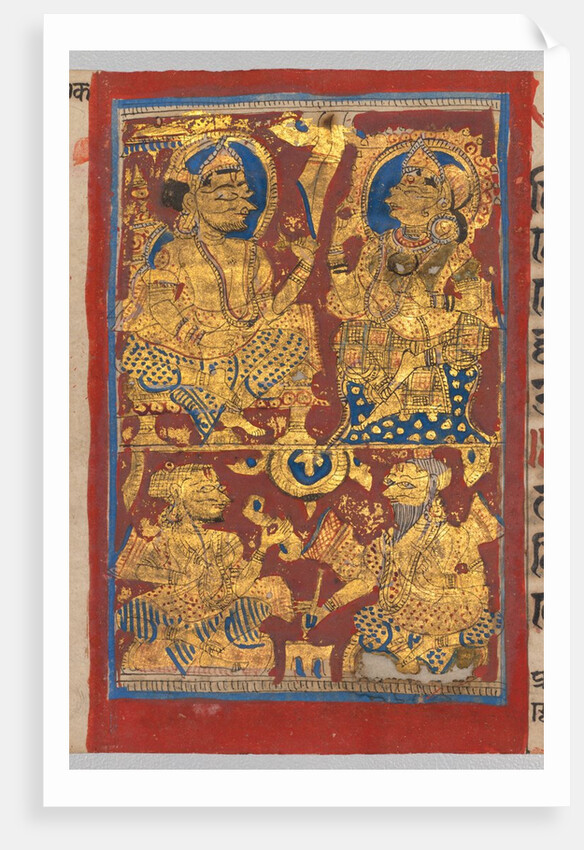 King Siddhartha and Queen Trishala with the Dream Diviners, from a Kalpa-sutra, c. 1475-1500 by Unknown