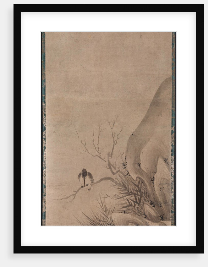 Kingfisher Perched above a Stream, late 1400s by Kenk? Sh?kei