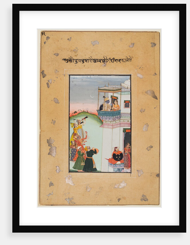 Krishna and Consort on a Palace Balcony with Musicians: Vukharo Ragaputra of Bhairav?, 1770-75 by Unknown